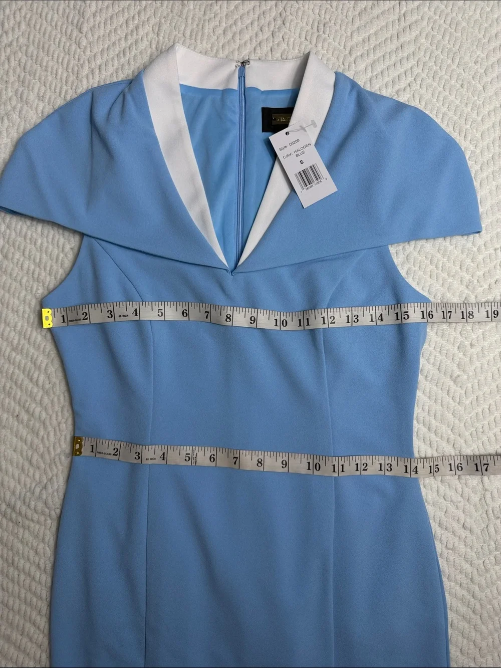 ALEXIA ADMOR LIGHT BLUE TATI CONTRAST COLLAR CAPE MIDI SHEATH DRESS S NWT